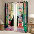 thumbnail image 2 of Manfei Kawaii Black Cat Black Out Curtains for Child Teens,Chic Floral Flower Curtains Pack of 2 (42x63 Each),Retro Vintage Aesthetic Bedroom Curtains,Microfiber Bedroom Decor, 2 of 6