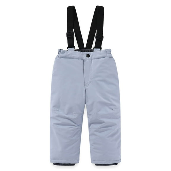 CYRBOKO Ski Pants for Girls, Thermal Thicked Winter Waterproof Overalls with Pockets Gray Size 10 T