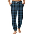 thumbnail image 2 of Yusimy Men's Checkered Jogger Pajama Pants - Elastic Waist with Drawstring, Pocket, Cuffed Ankle, Soft Fabric, Sleek Casual Loungewear for Home, 2 of 5