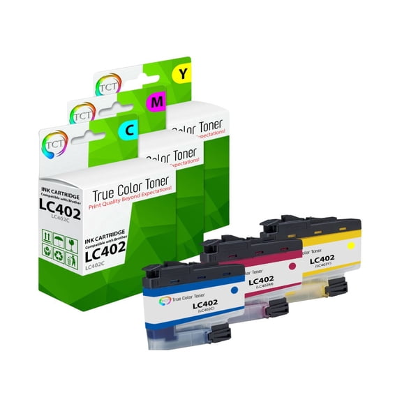 TCT LC402 Color Ink Cartridge 3 Pack - Compatible With Brother LC402 LC402C LC402M LC402Y