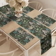 thumbnail image 2 of Ambesonne Tropical Table Runner & Placemats, Exotic Hawaii Plants Art, Placemat 4 pcs + Runner 14"x90", Seal Brown Multicolor, 2 of 2