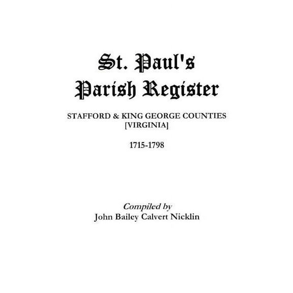 St. Paul's Parish Register, (Paperback)