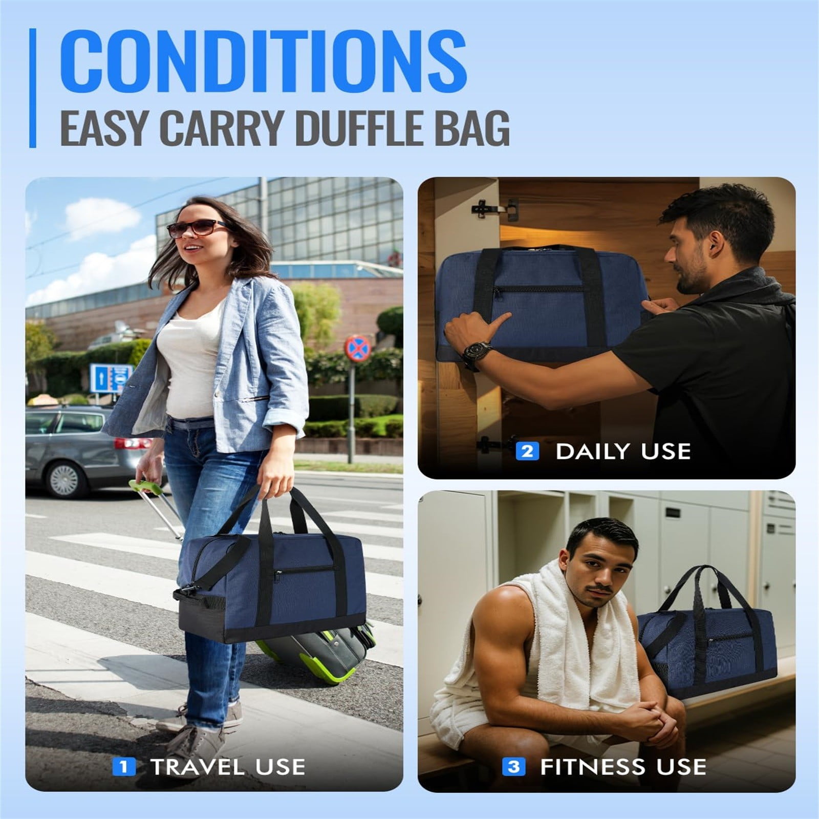 Mini Duffel Bag 14 Inch - Small Gym Bag for Women & Men - Compact Carry On Luggage That Fits Under Airplane Seat - Lightweight Travel Bag for Sports & Weekend Trips