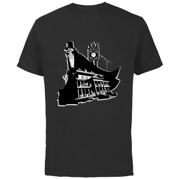 Disney Haunted Mansion Movie Hatbox Ghost Grandfather Clock - Short Sleeve Cotton T-Shirt for Adults - Customized-Black