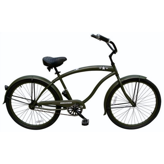 26" General Beach Cruiser Bicycle Coaster Brake Single Speed Fenders Black Spoke