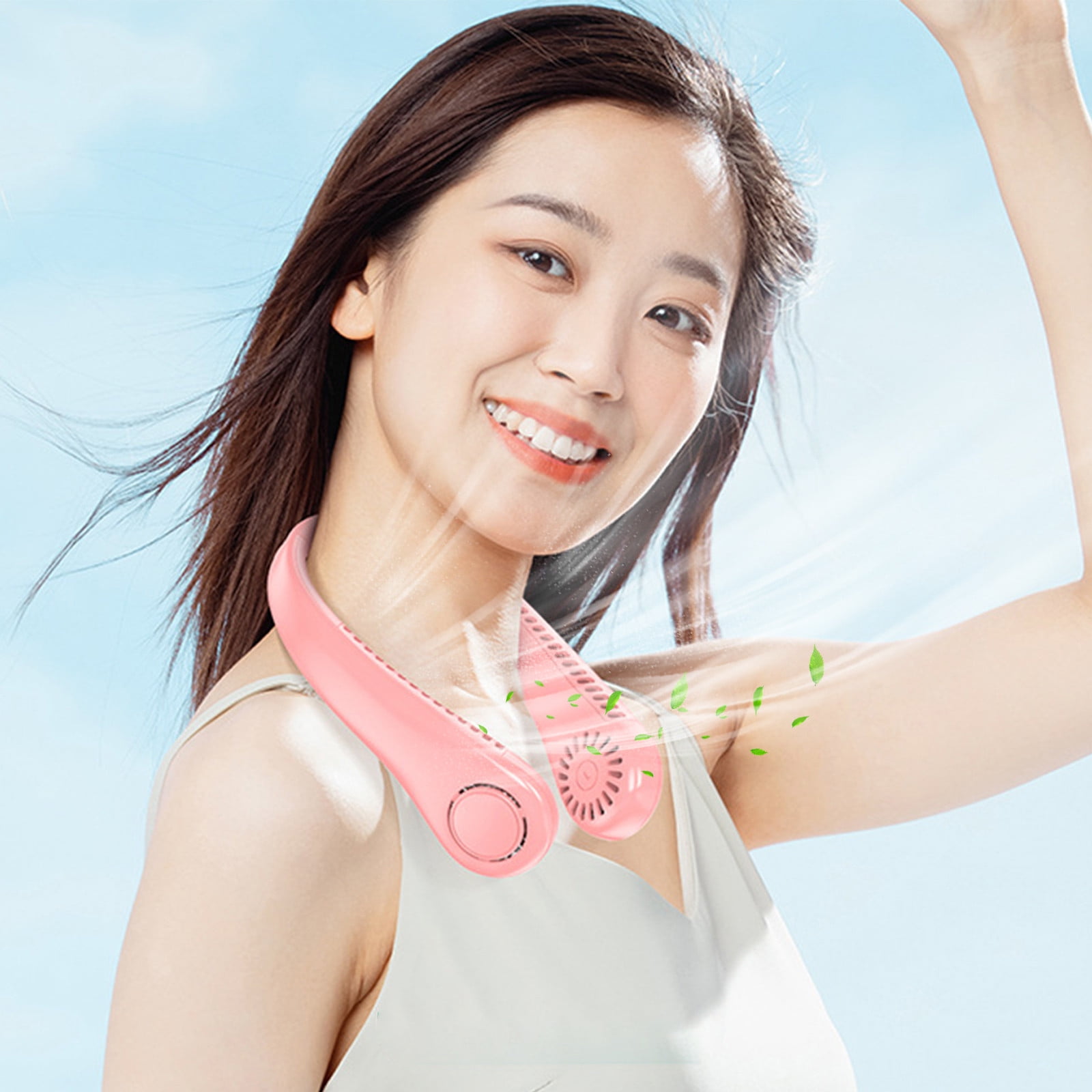 WMYBD fan,Bladeless Neck Fans, Leafless Hanging Neck Fans, 3 Speeds, Portable Fans Strong Wind
