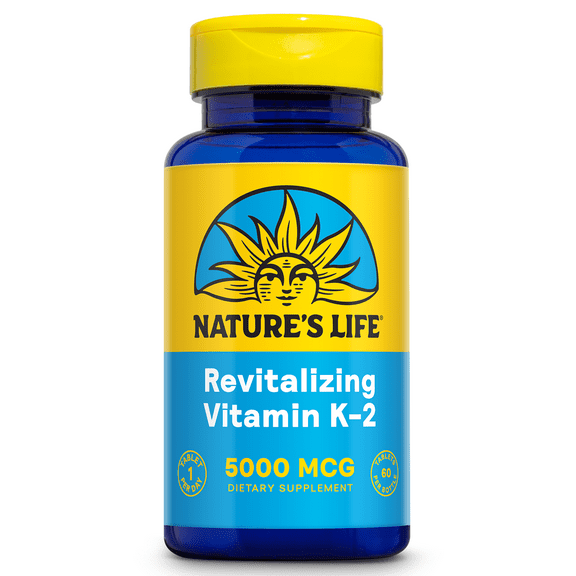 Nature's Life Vitamin K2 5000mcg | High Potency MK4 Formula Helps Support Bone & Cardiovascular Health | Non-GMO | 60 Vegetarian Tablets