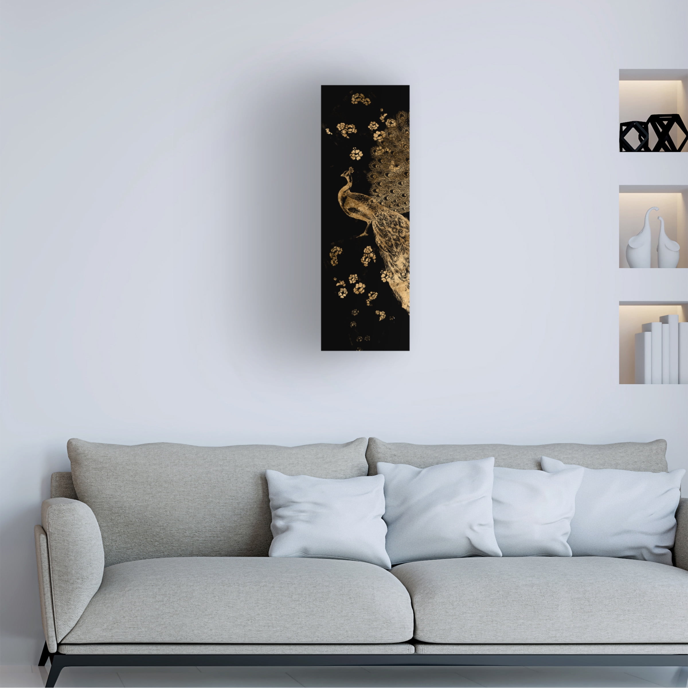 Jennifer Goldberger 'Gilded Peacock Triptych I' Canvas Art