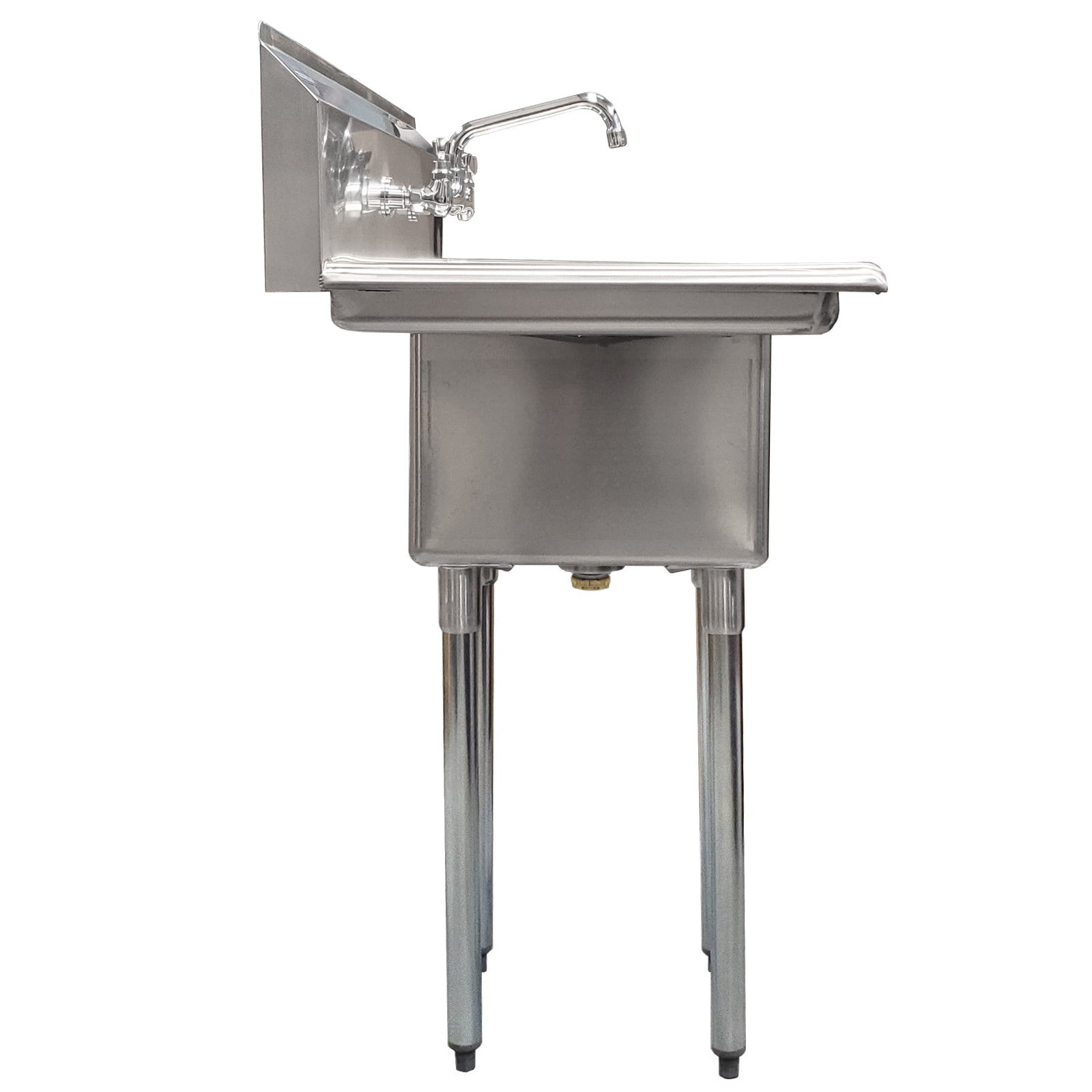 14″ x 16″ x 11″ with 12″ Left and Right Drainboards with Faucet One Compartment Stainless Steel Commercial Kitchen Prep & Utility Sink | NSF