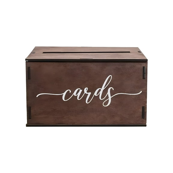LAMIRO Wooden Box For Wedding Cards For Receptions Brown Box Reception Card Decorative Grange For Birthdays Showers Graduations And More