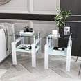 thumbnail image 5 of Triple Tree Indoor Modern Storage Tempered Glass Square End Table, White (Set of 2), 5 of 9