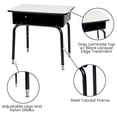 thumbnail image 3 of Drevy Billie Student Desk - Gray Open Front Metal School Desk - 24"W x 18"D Adjustable Height, Durable Desk for School or Learning, Grey, 3 of 8