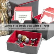 Card Storage, Large 3 Trays Flip Deck Case for 220+ Sleeved Cards, Faux Leather Double Deck Box for YuGiOh, TCG, MTG, Uno, Ultraman, Baseball Cards