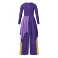thumbnail image 4 of Sinleey Robe de Danse à Manches Longues pour Filles Enfants Robe de Prière Métallique avec Pantalon Grand Violet 10, 4 of 7