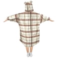 thumbnail image 2 of FORMRS Wearable Blanket Hoodie with Sleeves for Kids Cozy Flannel Sweatshirt, Cream Plaid, 2 of 7