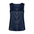 thumbnail image 5 of VBVC Women's Satin V Neck Tank Tops, Ladies' Sleeveless Pleated Dressy Blouses, Elegant Office Work Silky Camisole Tops For Women, Navy , S-3XL, 5 of 7