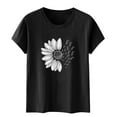 thumbnail image 4 of Xdegoge T Shirts for Women Graphic Under 10 Short Sleeve Crewneck Shirts Floral Summer Casual Tops Tunic Loose Fit Tees Soft Comfy Blouses Past Where Is, 4 of 5