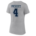thumbnail image 3 of Women's Dak Prescott Gray Dallas Cowboys Icon Player Name & Number V-Neck T-Shirt, 3 of 3