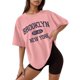 thumbnail image 1 of Camiseta holgada de manga corta y cuello redondo con estampado informal para mujer, 1 of 4