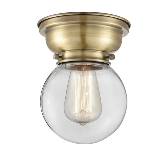623-1F-AB-G202-6-Innovations Lighting-Beacon - 1 Light Flush Mount In Industrial Style-7.15 Inches Tall and 6.25 Inches Wide-Antique Brass