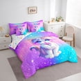 thumbnail image 3 of jejeloiu Kawaii Cat 7pcs Bedding Comforter Set,Cartoon Cute Kitten Queen Bedding Sets,Colorful Ombre Effects Queen Sheet Sets For Girls Kids,Microfiber Bedroom Decor Reversible, 3 of 8