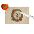 thumbnail image 5 of Bichon Frise Christmas Flowers Glass Cutting Board 12 in x 15 in, 5 of 5