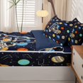 thumbnail image 5 of Manfei Cartoon Astronaut Letter A Zipper Twin Comforter Sets with Fitted Sheet and 2 Pillowcases,Celestial Space Planets Zipper Bedding Set,Navy Blue Reversible,4pcs, 5 of 8