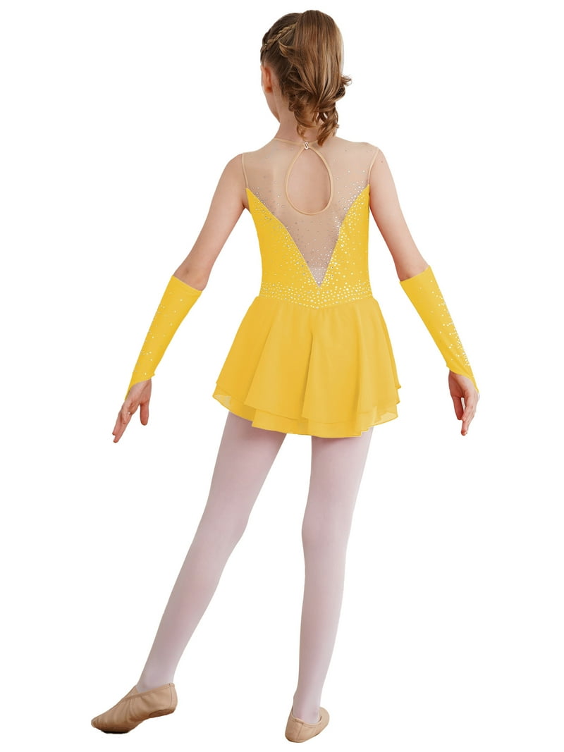 Xnihocha 3 stuks meisjes turnpak glitter gymnastiekpak mouwloos balletpak met shorts korte broek en hoofdband ballet danskostuum, Zwart goud., 122-128
