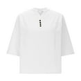 thumbnail image 6 of jtjvou V-Neck Casual Blouse 3/4 Sleeve Button Soft Comfortable T-Shirt Fashion Summer Wear Daily Party Vacation Women's Apparel Stylish Top White XL, 6 of 6
