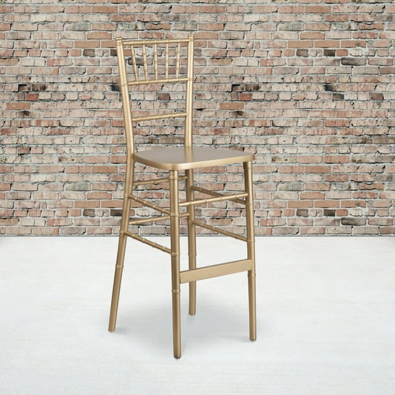 BizChair 2 Pack Gold Wood Chiavari Barstool