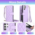 thumbnail image 4 of Furiet Argyle Wallet Case for Samsung Galaxy S21 Ultra 5G with Tempered Glass Screen Protector Wrist Strap Shoulder Strap, Card Slots Stand Phone Cover for S21ultra 21S S 21 21ultra G5 Women Purple, 4 of 8