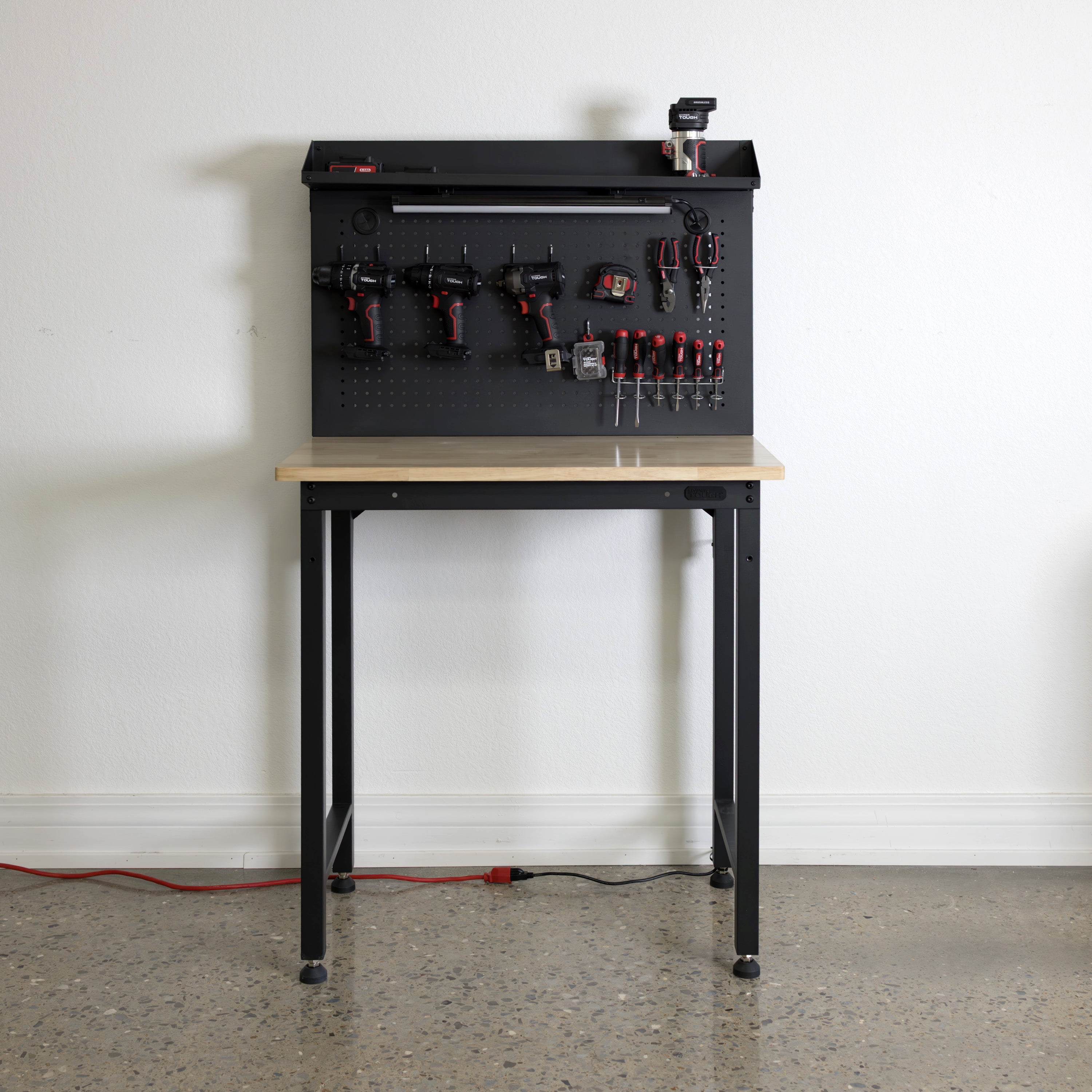 Hyper Tough 36-inch Workbench with Pegboard & Light