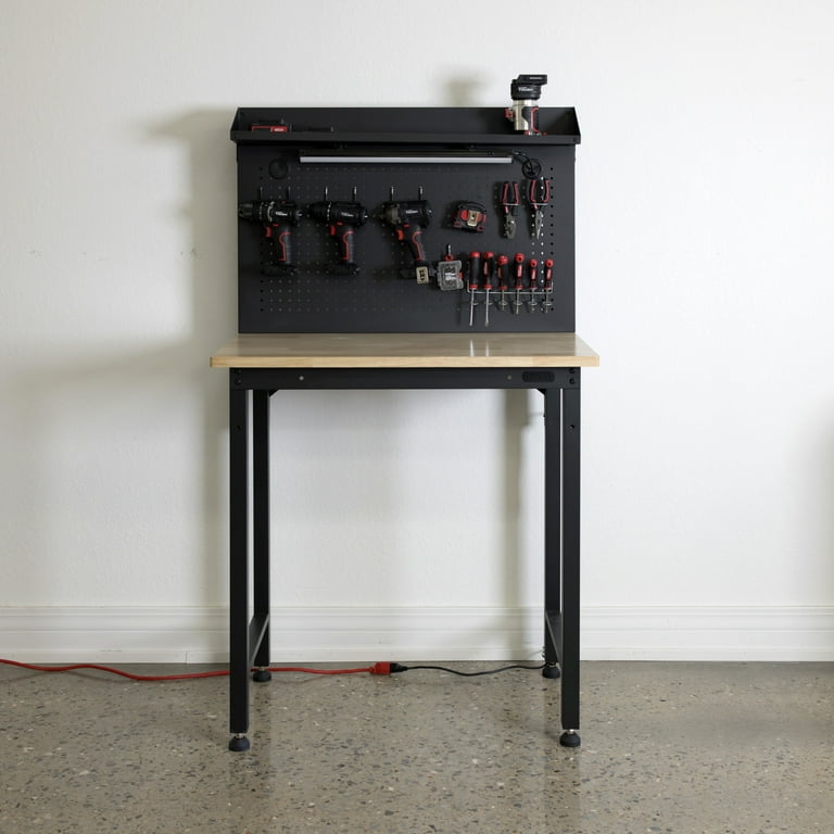 Hyper Tough 36-inch Workbench with Pegboard & Light - Walmart.com