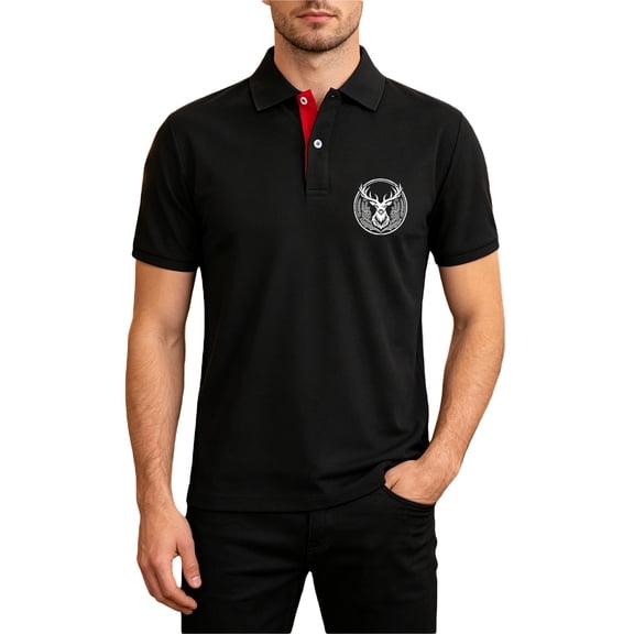 Mens Polo Shirts Short Sleeve with Festive Print Stylish Graphic Shirt