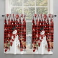 thumbnail image 2 of Snowman Christmas Red Black Kitchen Curtain 2 Panels Curtains 45 Inch Length, Xmas Elk Snowflake Tree Leaves Plaid Curtains Rod Pocket Curtains Window Drapes Treatment Window Cafe Curtains, 2 of 5