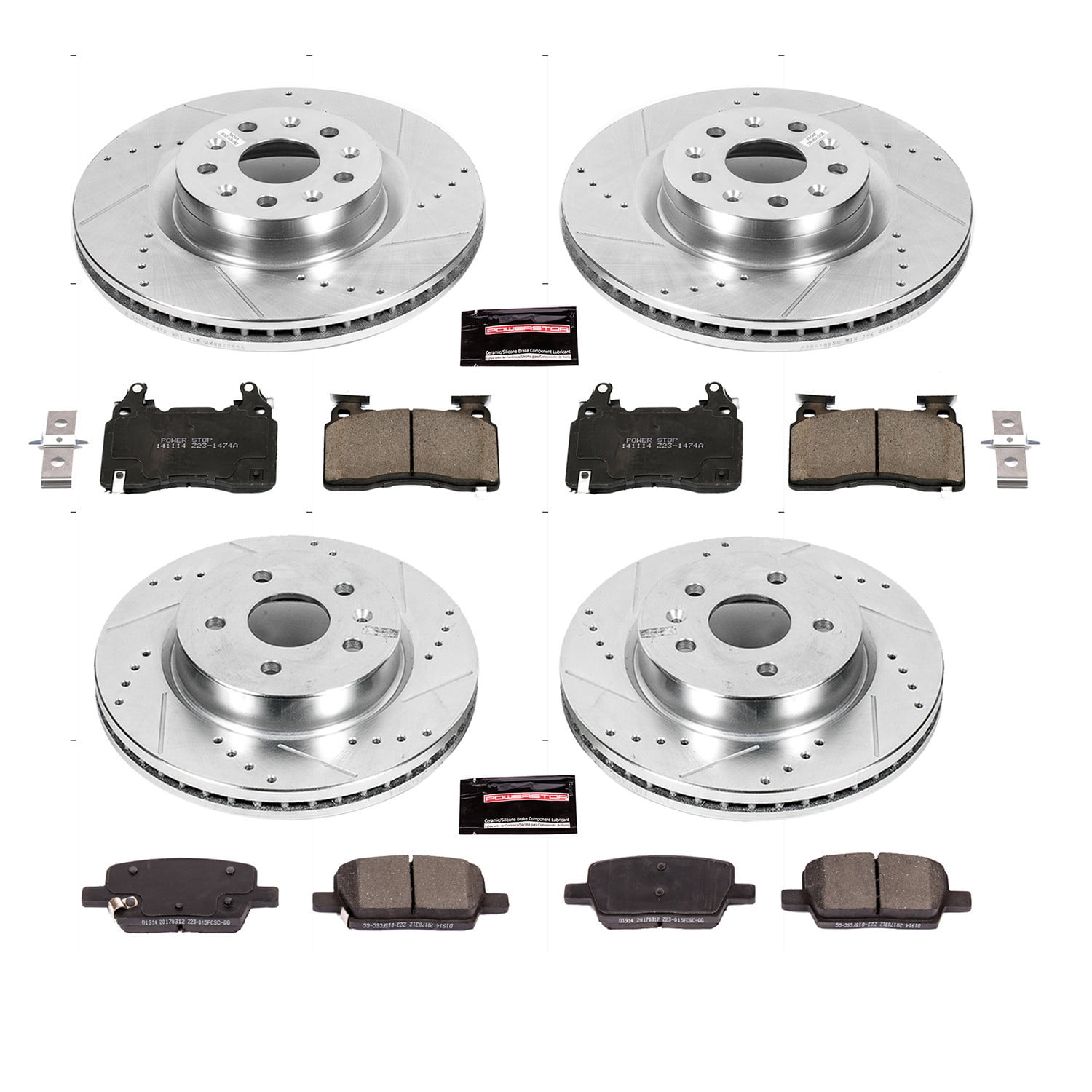 PowerStop Front and Rear Z23 Evolution Sport Carbon-Fiber Ceramic Brake Pad and Drilled & Slotted Rotor Kit Fits: CADILLAC Select Models K7292