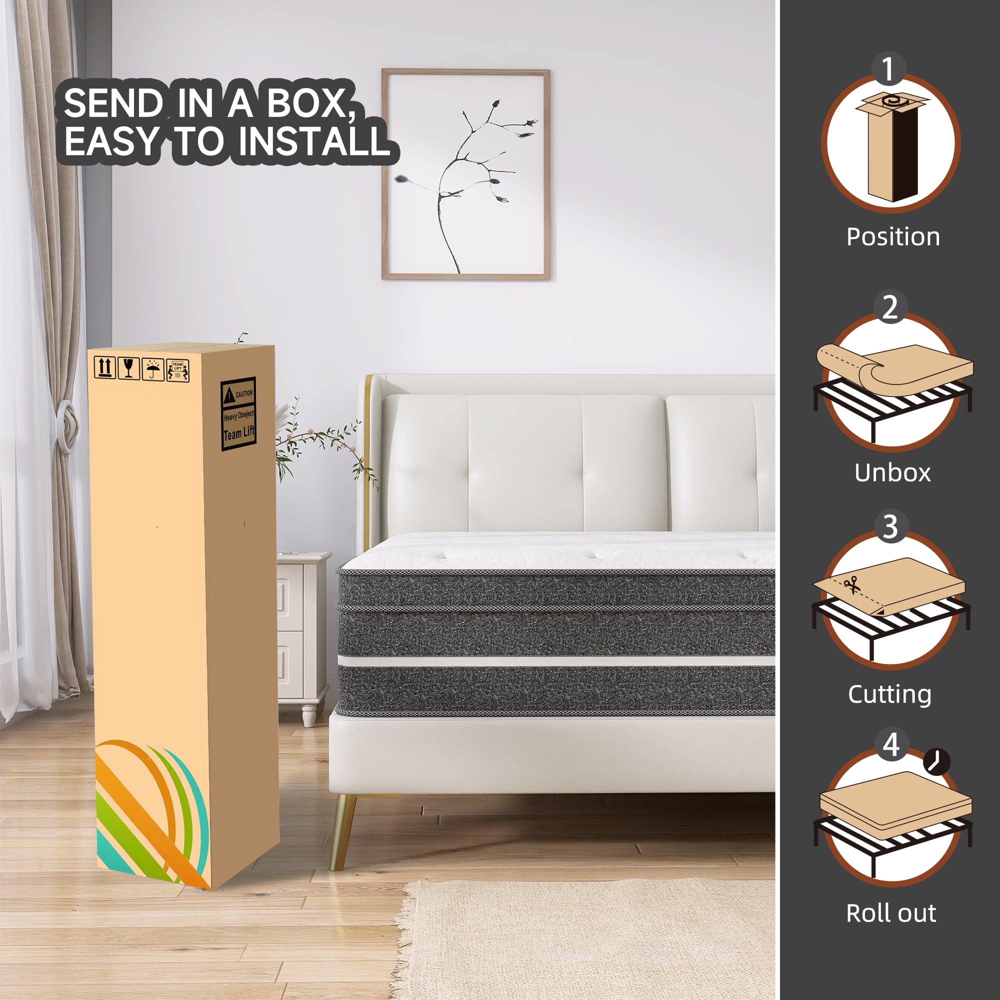lemontalking 12" Twin Mattress Gel Memory Foam Spring Hybrid Mattress in a Box