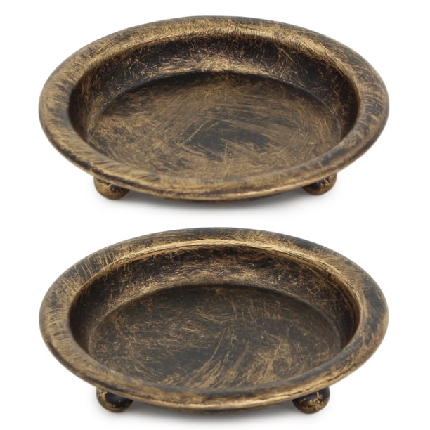 Plato de vela de hierro negro mate, juego de 2, portavelas estilo metal para velas de pilar/perfumadas/sin llama/bola, vela decorativa