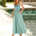 thumbnail image 4 of Women Summer Dresses Plus Size, Woman Fashion Comfortable Summer Solid Color Pocket Sleeveless Round-Neck Dress(Mint Green,XL), 4 of 8