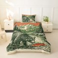 thumbnail image 2 of Castle Fairy Retro Print Fishing Bear Twin Duvet Cover,Snow Pine Mountain Salmon Twin Bedding,Green Cream Red,Reversible,2pcs,No Comforter,1 Duvet Cover and 1 Pillowcase, 2 of 5