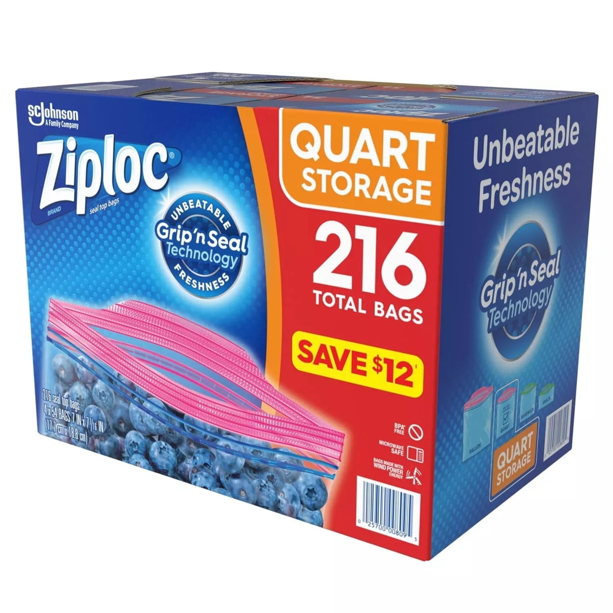Ziploc® Grip N Seal™ Technology Quart Storage Bags with New Stay Open  Design, 24 ct - Fry's Food Stores