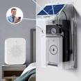 thumbnail image 4 of Matsuzay Timbre video inalámbrico con energía solar HD y cámara de timbre con intercomunicador de audio bidireccional Cadenas y protecciones para puertas de seguridad Cov de lluvia transparente, 4 of 6