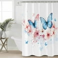 thumbnail image 2 of 54x78 Inch Shower Curtain Decorative Spring Butterfly Bathtub Bath Curtains Fabric Waterproof Bathroom Decor Simple Summer Nature Botanical Flowers Small Stall Shower Curtain Set with 12 Hooks, 2 of 6