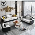 thumbnail image 4 of Light luxury furniture American  modern minimalist living room leather sofa combination My Lux Decor Round, 4 of 6