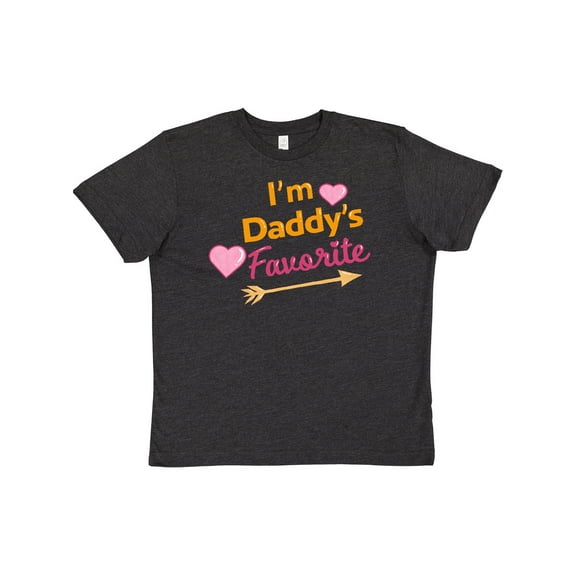 Inktastic I'm Daddy's Favorite with Arrow and Hearts in Pink Youth T-Shirt