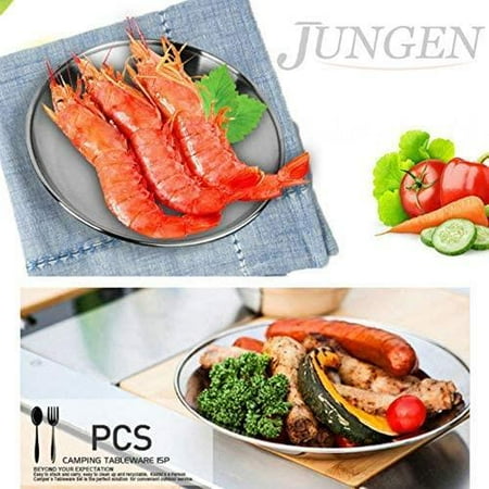 

2PCS Stainless Steel Plates Metal 304 Dinner Dishes for Kids Toddlers Children Feeding Serving Camping Plates Reusable Dishwasher Safe 10 inch 2PCS 26CM