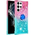 thumbnail image 3 of Slim Fit Phone Case for Samsung Galaxy S23 Ultra, Bling Shiny Quicksand Effect TPU Bumper Case with Four Corners Heavy Protection Anti-Fall Cover for Galaxy S23 Ultra,Pink Blue, 3 of 14
