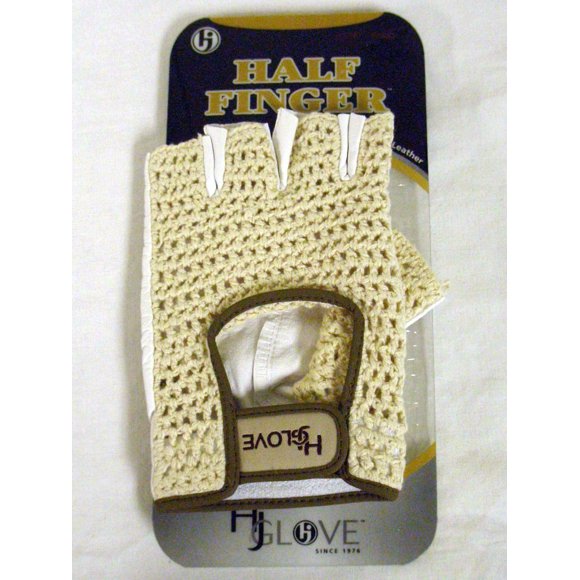 HJ Glove Gant de Golf demi-Doigt Original pour Hommes Snow White, Très Grand, Main Gauche