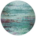 thumbnail image 3 of HomeRoots 629861 8 ft. Teal Blue Pale Aqua & Plum Abstract Washable Transitional Indoor & Outdoor Round Area Rug, 3 of 9