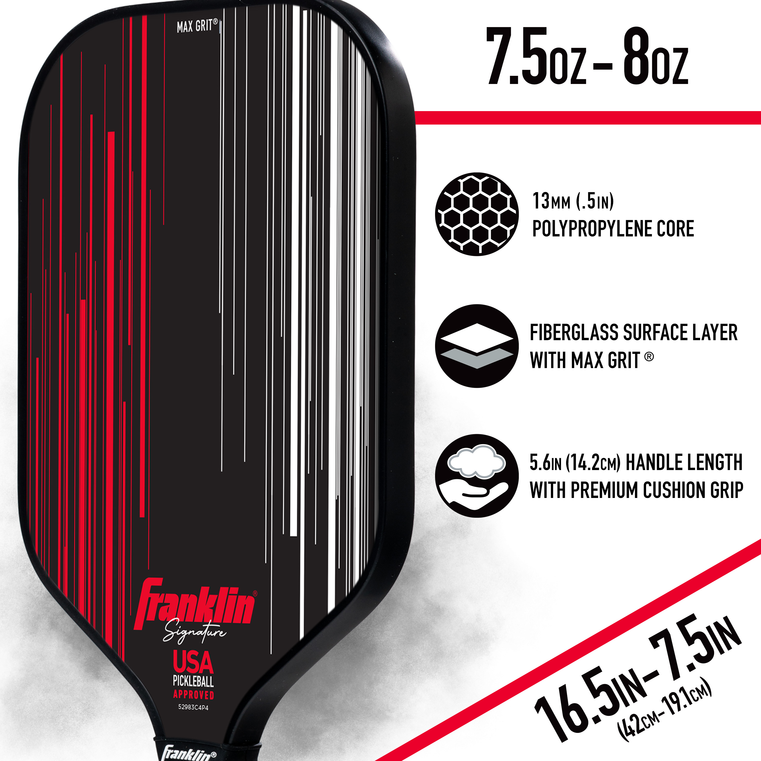 Franklin Sports Pro Signature Pickleball Paddle, Red photo 2
